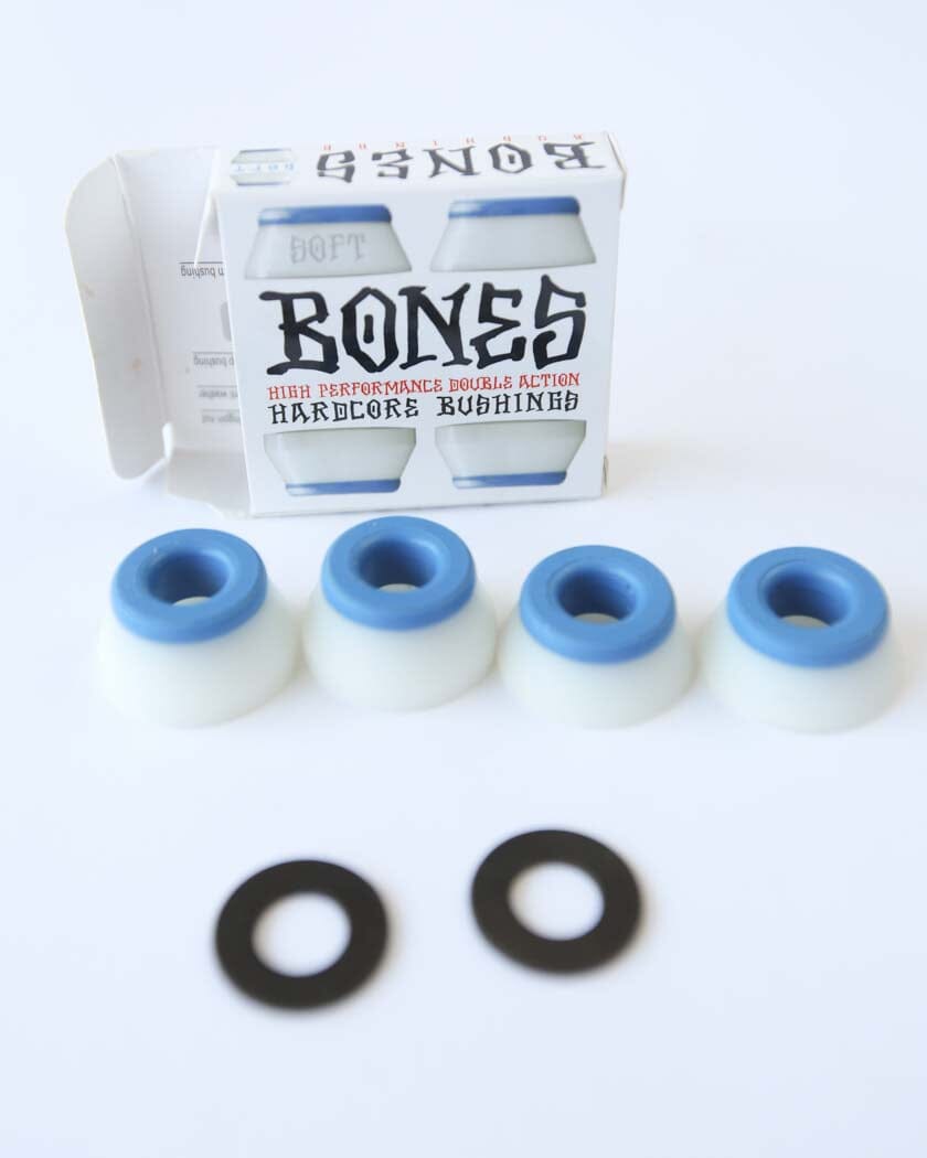 Pièce Skate Performance Bones Hardcore Bushings White Blue Soft Amortisseurs Trucks Skate Pièce Skate Performance Bones Hardcore Bushings White Blue Soft Amortisseurs Trucks Skate