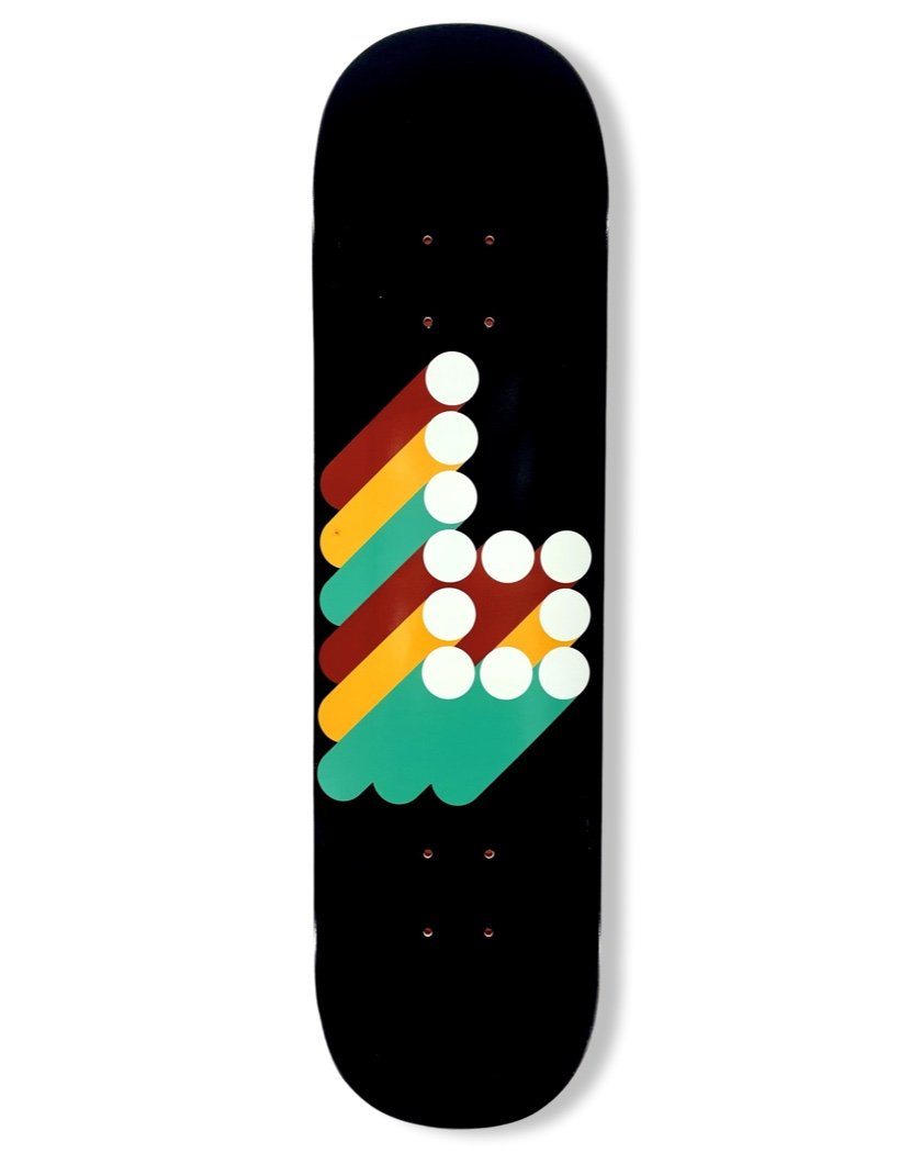 3D B Skateboard Deck skateboard deck BrailleSkateboarding 
