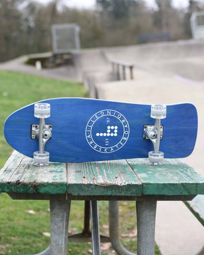 Old School Fish Shaped Complete Braille Skateboarding Blue Cruiser Setup 