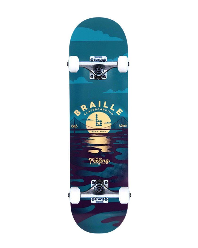 Reimagined Classics: Bay Blue Complete Skateboard complete skateboard BrailleSkateboarding 