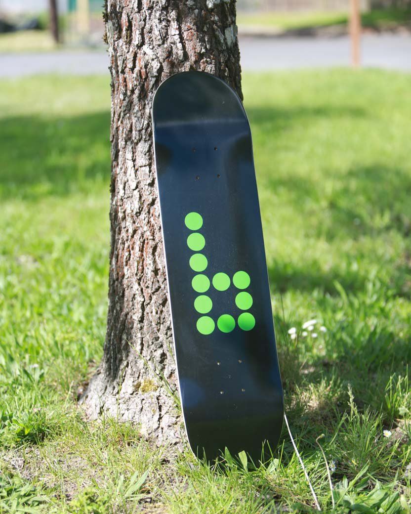 Black & Green "b" Deck skateboard deck Braille Skateboarding 