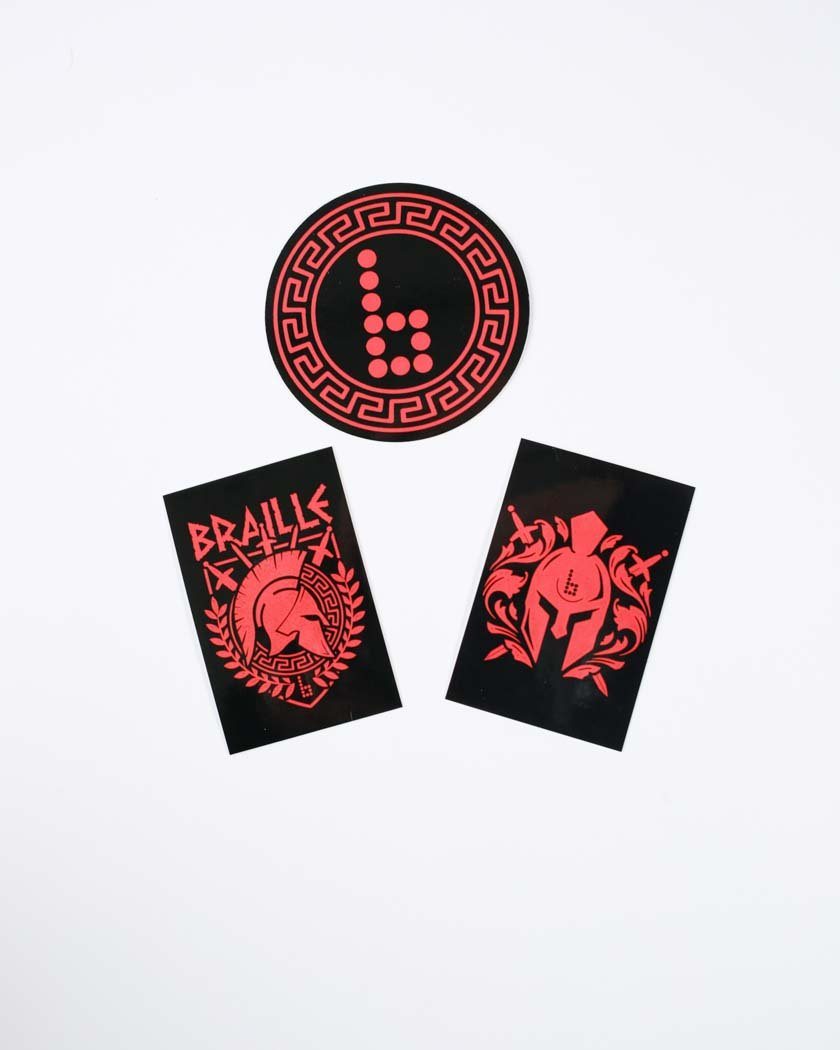 Spartans Box Brochure, Stickers & Pin BrailleSkateboarding 