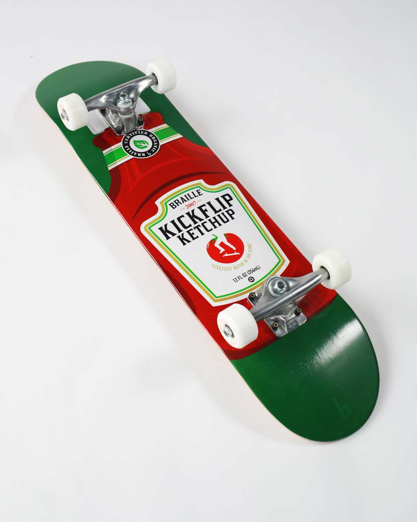 Condiment Series: Kickflip Ketchup Complete Skateboard complete skateboard Braille Skateboarding 