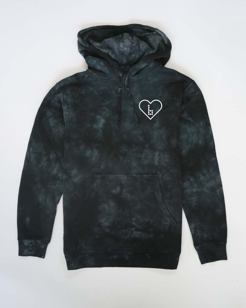 I Heart Braille Tie Dye Hoodie