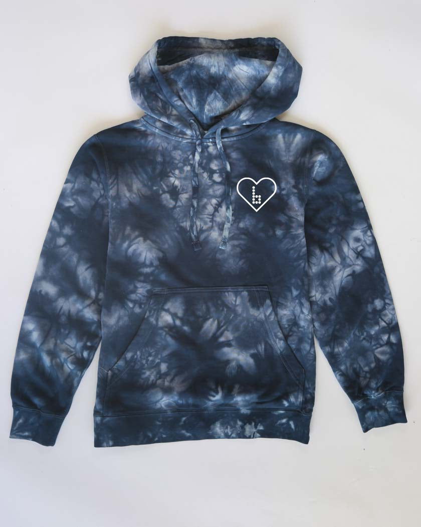 I Heart Braille Tie Dye Hoodie