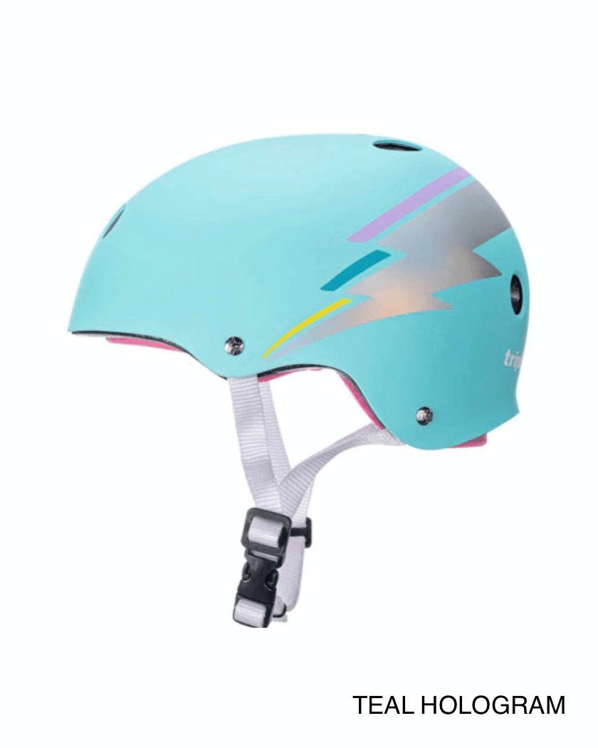 Cerified Sweatsaver Colored Skate Helmets Skateboard Pads Triple 8 XS/S Teal/Hologram 