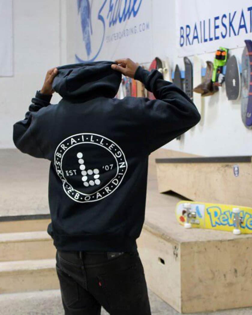 Braille circle Hoodie skateboard hoodie BrailleSkateboarding 