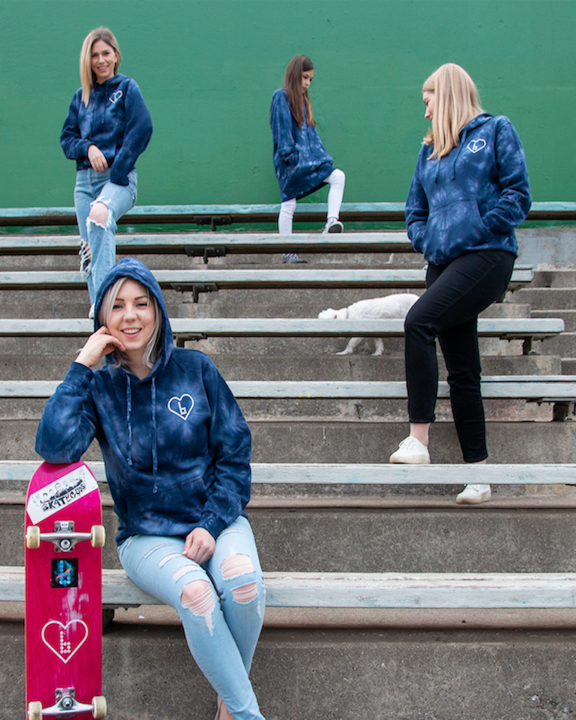 Braille Skateboarding I – Dye Tie Hoodie Heart Braille